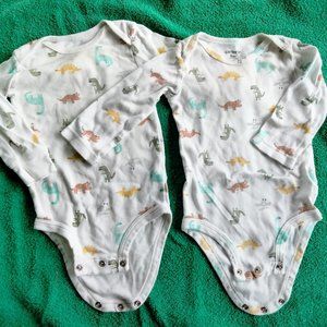 Twin set: dinosaur print onesies